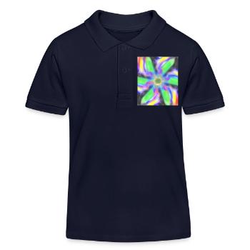 Fleur abstraite psychédélique - Polo enfant bio Stanley/Stella - bleu marine - Devant