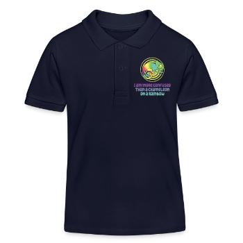 Ich Bin Verwirrter Als Ein Chamäleon - Kinder Organic Poloshirt Mini Sprinter von Stanley/Stella - Navy - Vorne