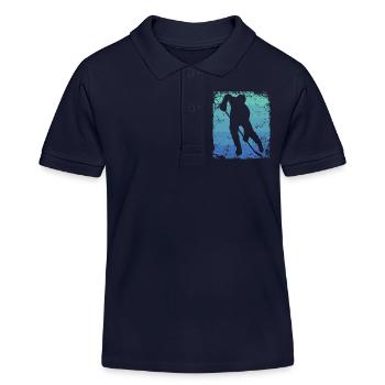 Eishockeyspieler Vintage Eishockey - Kinder Organic Poloshirt Mini Sprinter von Stanley/Stella - Navy - Vorne