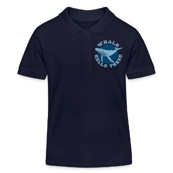 Whale Hello There - Wal - Buckelwal - Meeressäuger - Kinder Organic Poloshirt Mini Sprinter von Stanley/Stella - Navy - Vorne