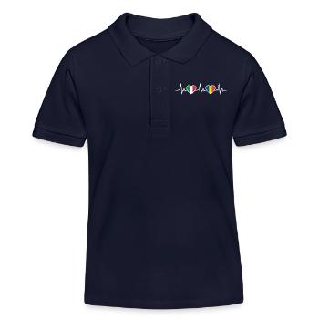 Roumanie Italie Battement de cœur Drapeau roumain - Polo enfant bio Stanley/Stella - bleu marine - Devant