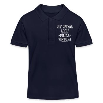 T-Shirt Sizilien Sizilianisches Sprichwort cu' cancia - Kinder Organic Poloshirt Mini Sprinter von Stanley/Stella - Navy - Vorne
