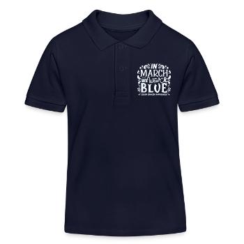 In march we wear blue colon colorectal cancer - Kids Organic Polo Shirt by Stanley/Stella - navy - Front