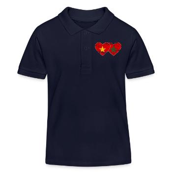 Vietnam Morocco flag heart used - Kids Organic Polo Shirt by Stanley/Stella - navy - Front