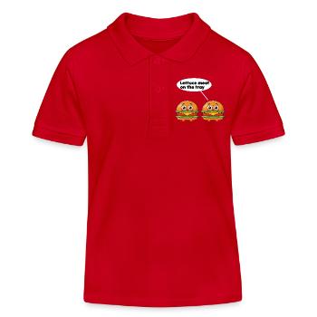 Salatfleisch auf dem Tablett lustiges Burger-Wortspiel - Kinder Organic Poloshirt Mini Sprinter von Stanley/Stella - Rot - Vorne
