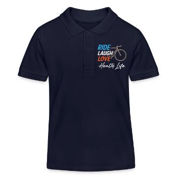 Ride Laugh Love Healty Life - Kids Organic Polo Shirt by Stanley/Stella - navy - Front