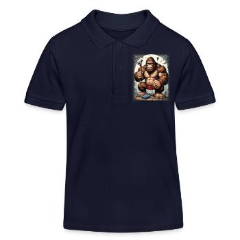 Retro Gamer Gorilla avec manette Jeux de console - Polo enfant bio Stanley/Stella - bleu marine - Devant