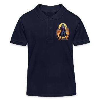 Vampire d’Halloween avec des citrouilles et des chauves-souris - Polo enfant bio Stanley/Stella - bleu marine - Devant