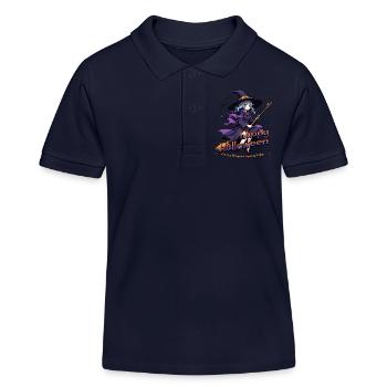 Niedliche Hexe mit Besen und Fledermäusen - Kinder Organic Poloshirt Mini Sprinter von Stanley/Stella - Navy - Vorne