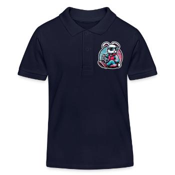 Lapin gamer occasionnel avec manette - Polo enfant bio Stanley/Stella - bleu marine - Devant