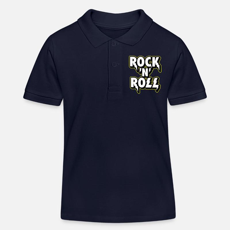 Rock 'N' Roll Lightning 3D Emblem - Kinder Organic Poloshirt Mini Sprinter von Stanley/Stella - Navy