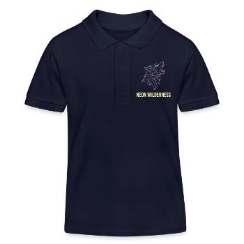 Wolf Neon Wilderness - Kinder Organic Poloshirt Mini Sprinter von Stanley/Stella - Navy - Vorne