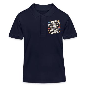 Superhero Costume Is In The Laundry Carnival Cologne - Kids Organic Polo Shirt by Stanley/Stella - navy - Front