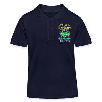 4th Grade Elementary School Funny Saying Young School - Kids Organic Polo Shirt by Stanley/Stella - navy - Front
