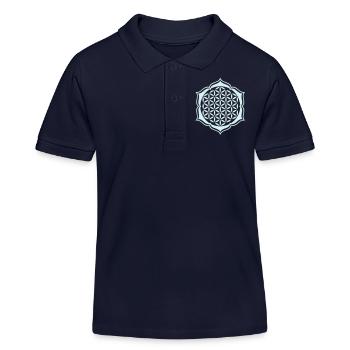 Fleur de la vie - timbre - Lotus - Polo enfant bio Stanley/Stella - bleu marine - Devant