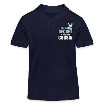 j'ai un secret je vais être cousin - Polo enfant bio Stanley/Stella - bleu marine - Devant