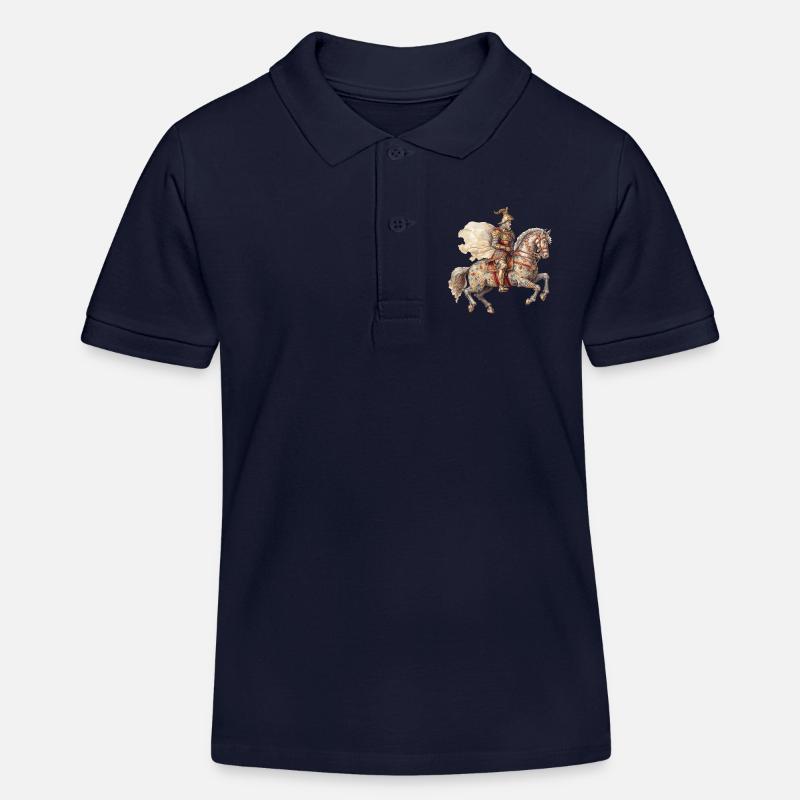 Chevalier à cheval, Moyen Âge - Polo enfant bio Stanley/Stella - bleu marine