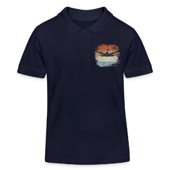 Swimming, Butterfly, Swimming Pool, Retro, Vintage - Kids Organic Polo Shirt by Stanley/Stella - navy - Front