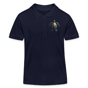 Amoureux des tortues de mer Motif safari animalier - Polo enfant bio Stanley/Stella - bleu marine - Devant