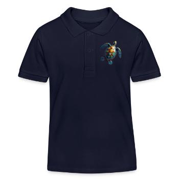 Amoureux des tortues de mer Motif safari animalier - Polo enfant bio Stanley/Stella - bleu marine - Devant