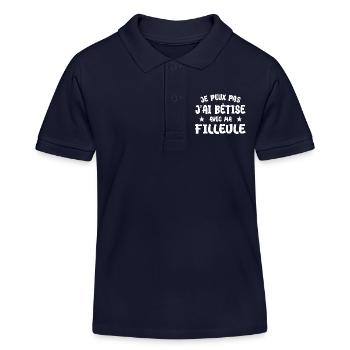 I can't I messed up with my goddaughter - Kids Organic Polo Shirt by Stanley/Stella - navy - Front