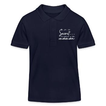 J’ai un secret ma marraine va être maman - Polo enfant bio Stanley/Stella - bleu marine - Devant