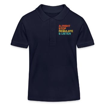 Arrêtez de réguler et d’écouter Enseignant - Polo enfant bio Stanley/Stella - bleu marine - Devant