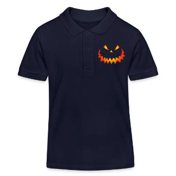 Fröhliches Halloween Kürbisgesicht - Kinder Organic Poloshirt Mini Sprinter von Stanley/Stella - Navy - Vorne