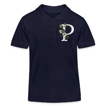 Buchstabe P Grüne Botanik - Kinder Organic Poloshirt Mini Sprinter von Stanley/Stella - Navy - Vorne