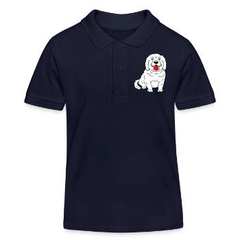 Lieber Hund Streckt Glücklich Brav Zunge Heraus - Kinder Organic Poloshirt Mini Sprinter von Stanley/Stella - Navy - Vorne