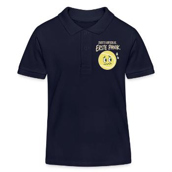 Zweiter Aufschlag Erste Panik Tennis Spruch - Kinder Organic Poloshirt Mini Sprinter von Stanley/Stella - Navy - Vorne