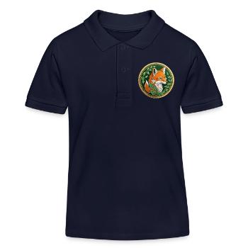 Ausgefallene Münze ein grüner Fuchs mit Orange - Kinder Organic Poloshirt Mini Sprinter von Stanley/Stella - Navy - Vorne