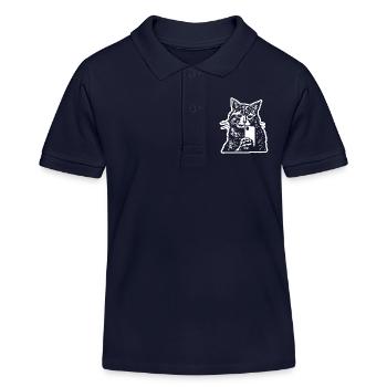 Katze Katzengesicht Selfie Smartphone - Kinder Organic Poloshirt Mini Sprinter von Stanley/Stella - Navy - Vorne