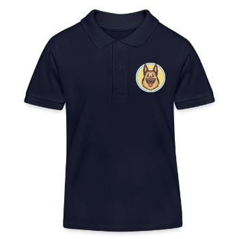 Belgischer Schäferhund, Hunderasse, Cartoon, Kawaii Clipart - Kinder Organic Poloshirt Mini Sprinter von Stanley/Stella - Navy - Vorne