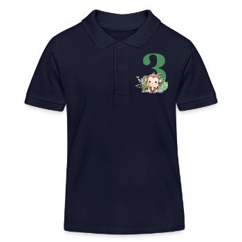 3e anniversaire singe safari - Polo enfant bio Stanley/Stella - bleu marine - Devant