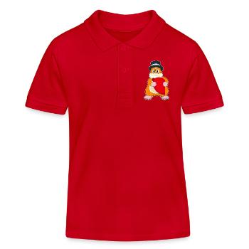 Hamster Groom Heart Wedding - Kids Organic Polo Shirt by Stanley/Stella - red - Front
