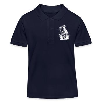 Cheval cool au galop comme portrait - Polo enfant bio Stanley/Stella - bleu marine - Devant