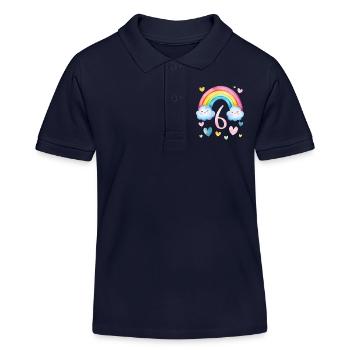 Geburtstag 6 Mädchen Regenbogen Sechs Party 6 - Kinder Organic Poloshirt Mini Sprinter von Stanley/Stella - Navy - Vorne