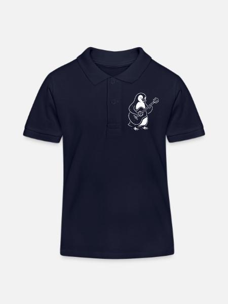 Penguin Guitar Serenade - Kinder Organic Poloshirt Mini Sprinter von Stanley/Stella - Navy