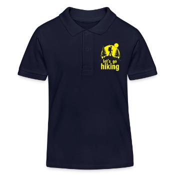 Let's go hiking mountaineer hiker silhouette - Kids Organic Polo Shirt by Stanley/Stella - navy - Front