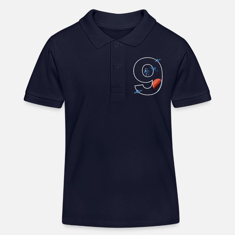 Astronaute spatial pour 9e anniversaire - Polo enfant bio Stanley/Stella - bleu marine