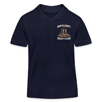 Horse People Equestrian Identity Barn - Kids Organic Polo Shirt by Stanley/Stella - navy - Front