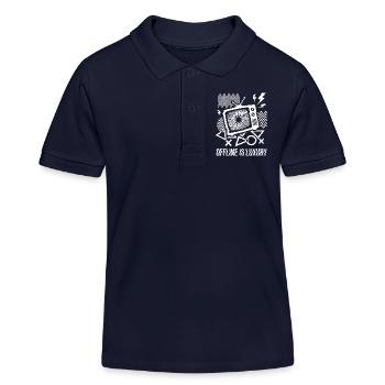 Offline Is Luxury Glitch TV - Kids Organic Polo Shirt by Stanley/Stella - navy - Front