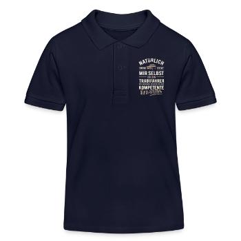 Natürlich spreche ich mit mir selbst - Trabifahrer - Kinder Organic Poloshirt Mini Sprinter von Stanley/Stella - Navy - Vorne