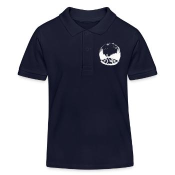 Mountain Biker Illustration - Kids Organic Polo Shirt by Stanley/Stella - navy - Front