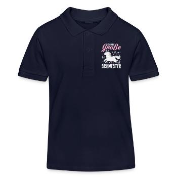 Ich werde Große Schwester Schwangerschaft - Kinder Organic Poloshirt Mini Sprinter von Stanley/Stella - Navy - Vorne