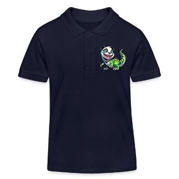 Whimsical Dino T-Rex Panda Mythical Creature - Kids Organic Polo Shirt by Stanley/Stella - navy - Front
