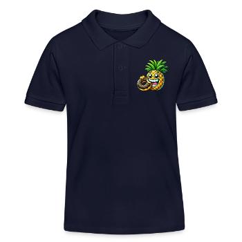 Drôle Ananas Donut Dessin Animé Fruité Sucré Desig - Polo enfant bio Stanley/Stella - bleu marine - Devant
