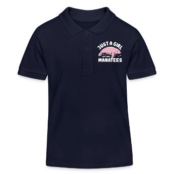 Juste une fille qui aime les lamantins - Polo enfant bio Stanley/Stella - bleu marine - Devant