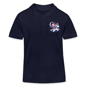 Chibi Astronaut und Einhorn - Kinder Organic Poloshirt Mini Sprinter von Stanley/Stella - Navy - Vorne